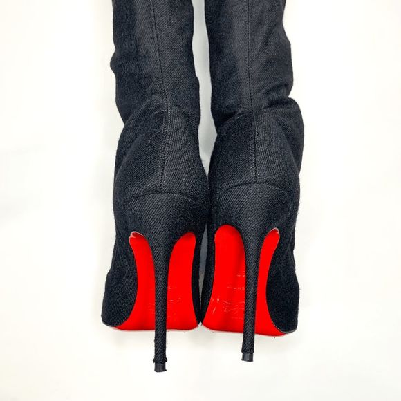 Christian Louboutin Ronfifi Supra 100 Flannel Marine Thigh High Boots EU 37 US 7 - Picture 10 of 12